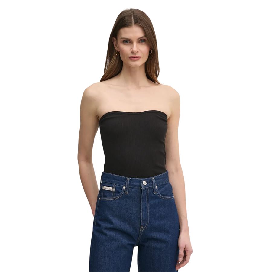 Woven label rib sleeveless top slim da donna Calvin Klein | J20J225310BEH